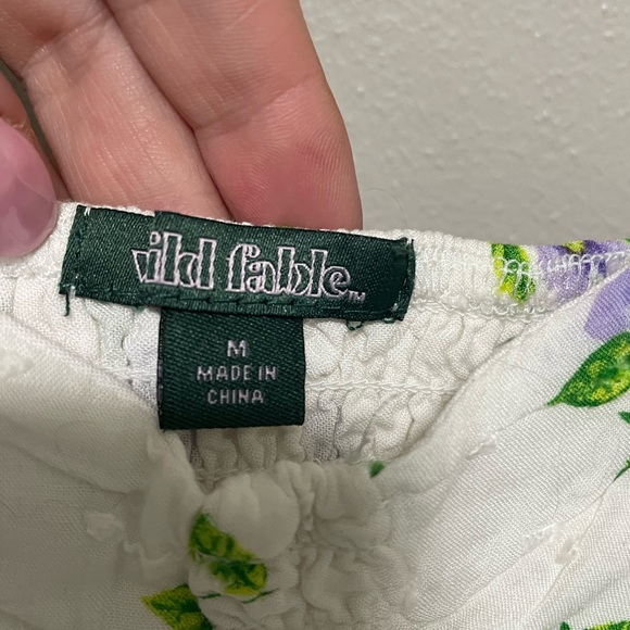 Wild Fable White Dress with Purple and Green Floral size medium - Picture 4 of 6